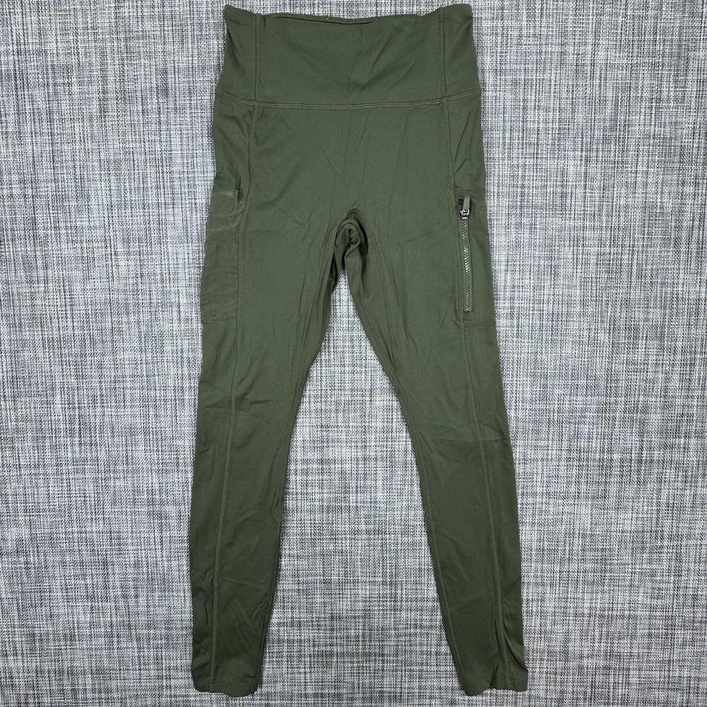 Fabletics Leggings Womens Small Trinity Motion365 Olive Utility Zip Pockets